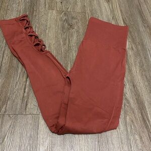 Lattice Side Rust Colored Leggings
